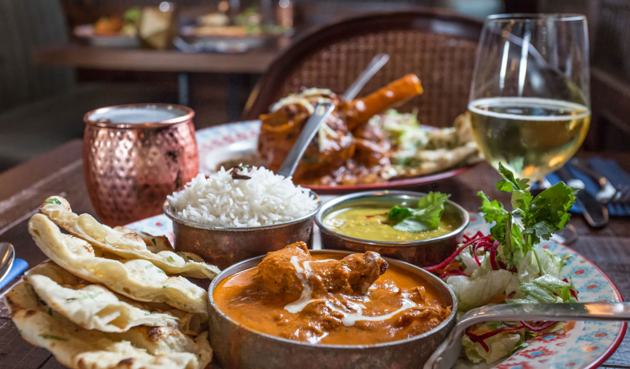 Sea Spice curry with drink, bread and rice