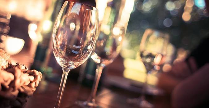 Wine Glasses, Sea Spice Indian Restaurant, Aldeburgh Suffolk