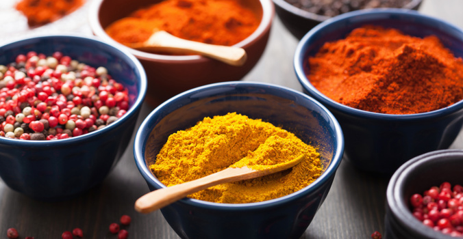 Spices in bowls