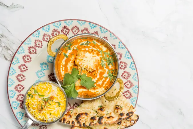 Chicken Tikka Masala with a side of naan